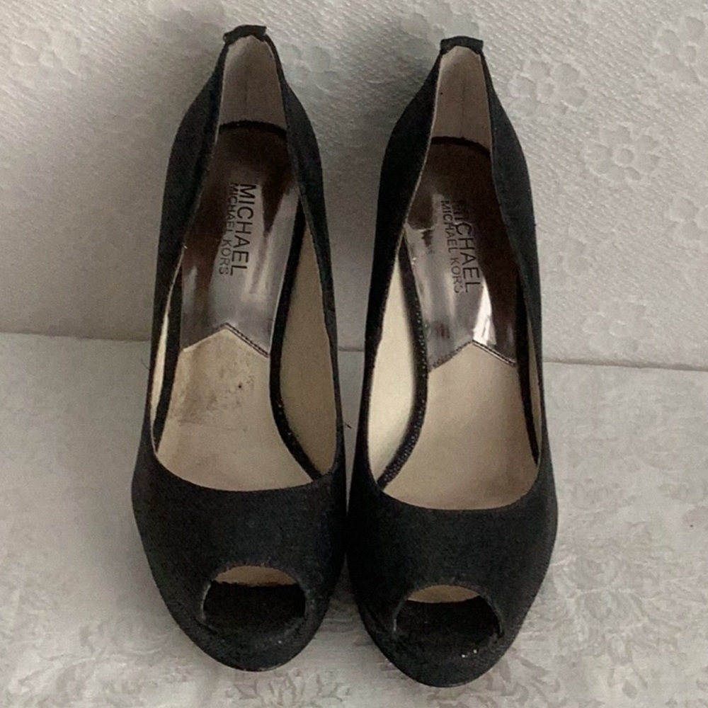 Michael Kors Black Open-Toe High Heel Pumps